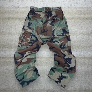 Vintage 90s Military Camo Tactical Pants 28x28 Baggy Wide Leg Fit Button Fly